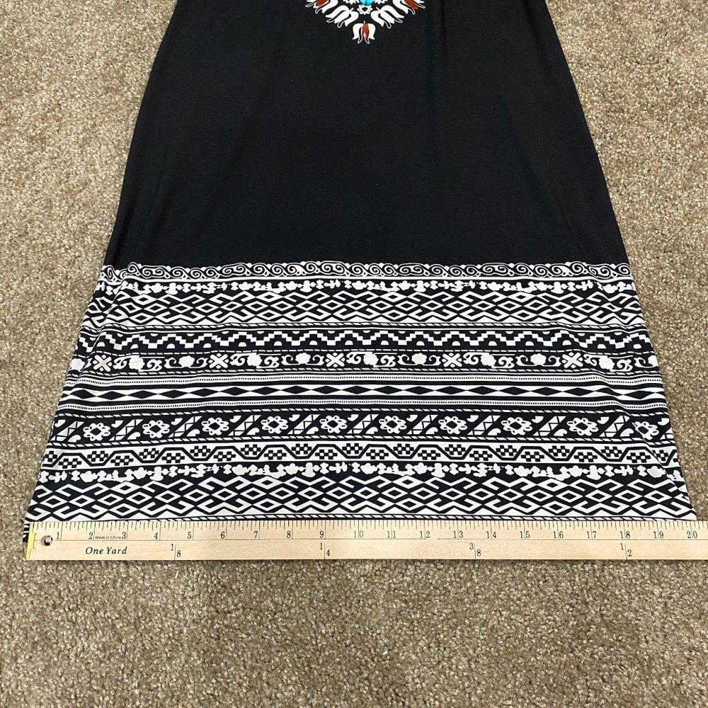 Chico's Beaded Southwestern Dress Size Small 0, Size 4 Stretch Colorful Bell Sle - Picture 9 of 12